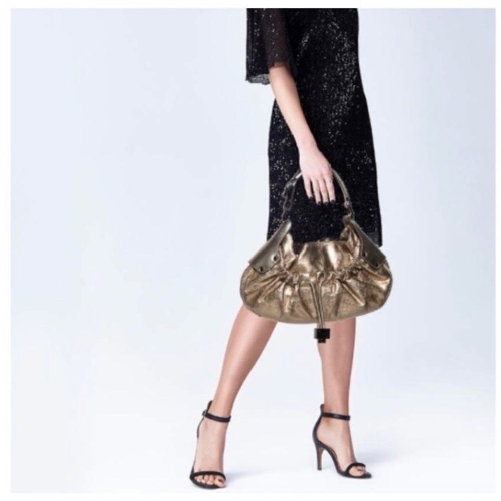 Burberry Metallic Leather Handbag Goldstone